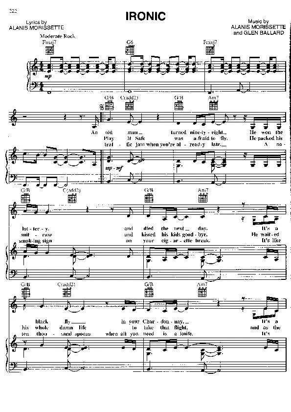 télécharger la partition d'accordéon Ironic (Rock) au format PDF