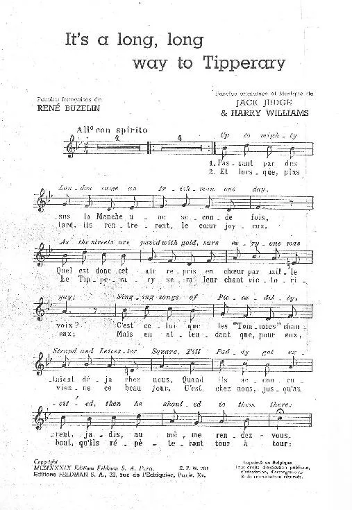 télécharger la partition d'accordéon It's a long long way to Tipperary au format PDF