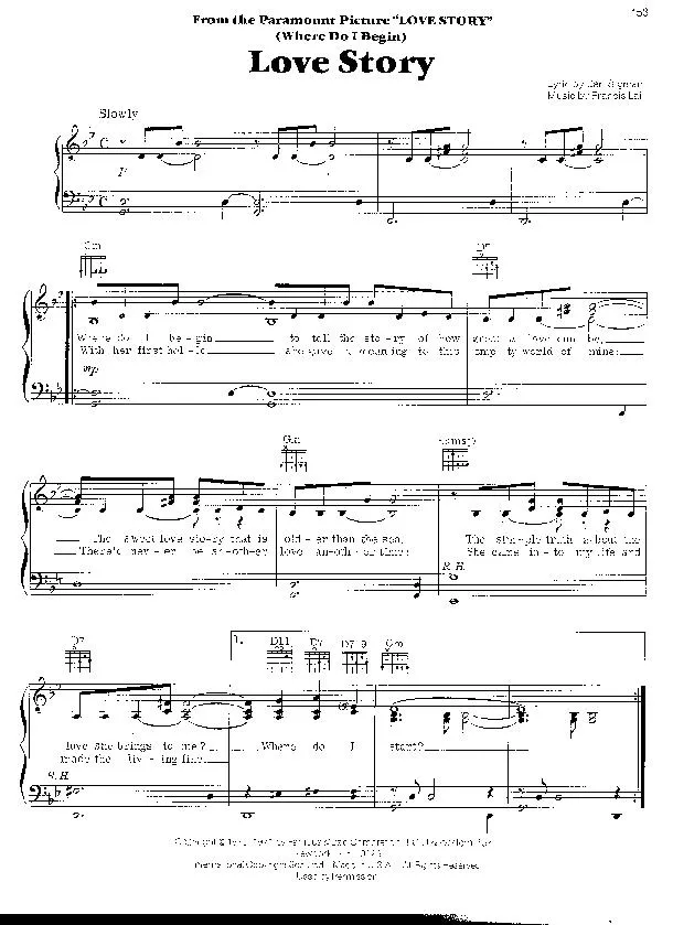 télécharger la partition d'accordéon Love Story (Where do I beguin) au format PDF