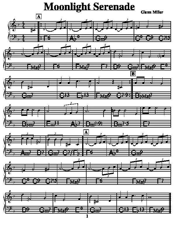 télécharger la partition d'accordéon Moonlight Serenade (Transcription) au format PDF