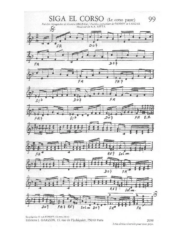 télécharger la partition d'accordéon Siga el corso (Le corso passe) (Tango) au format PDF