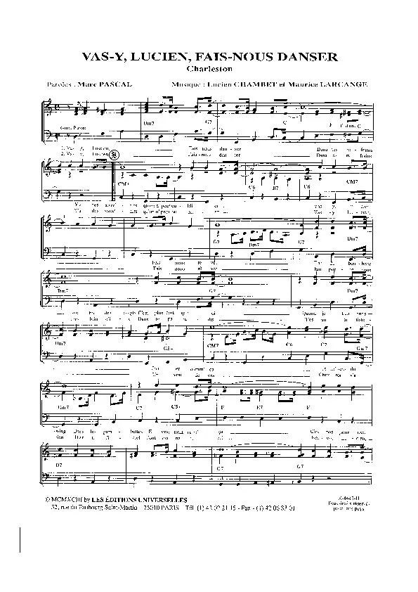 télécharger la partition d'accordéon Vas y Lucien fais nous danser (Charleston) au format PDF