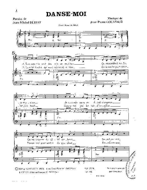 télécharger la partition d'accordéon Danse-Moi (Chant : Rose Laurens) au format PDF
