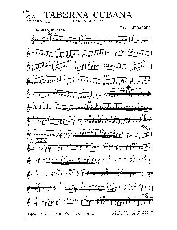 télécharger la partition d'accordéon Taberna Cubana (Samba Movida) au format PDF