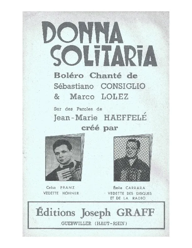 télécharger la partition d'accordéon Donna Solitaria (Orchestration Complète) (Boléro Chanté) au format PDF