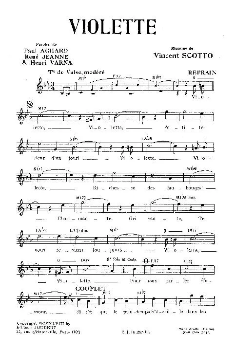 télécharger la partition d'accordéon Violette (Valse Chantée) au format PDF