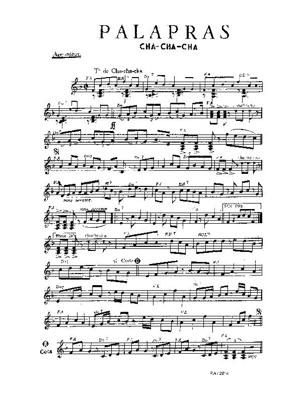 télécharger la partition d'accordéon Palapras (Orchestration Complète) (Cha Cha Cha) au format PDF