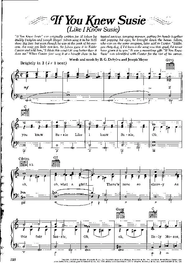 télécharger la partition d'accordéon If you knew Susie (Like I know Susie) au format PDF