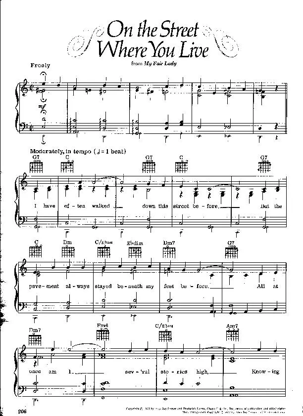 télécharger la partition d'accordéon On the street where you live (From my Fair Lady) au format PDF
