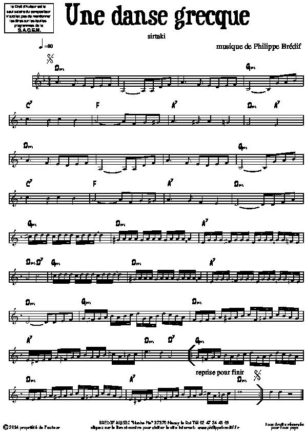 télécharger la partition d'accordéon Une danse grecque (Sirtaki) au format PDF