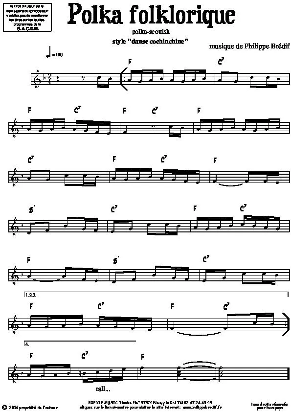 télécharger la partition d'accordéon Polka folklorique au format PDF