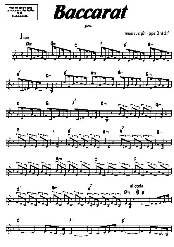 télécharger la partition d'accordéon Baccarat (Java) au format PDF