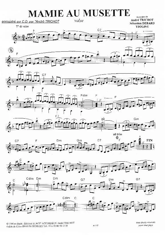 télécharger la partition d'accordéon Mamie au musette (Valse) au format PDF