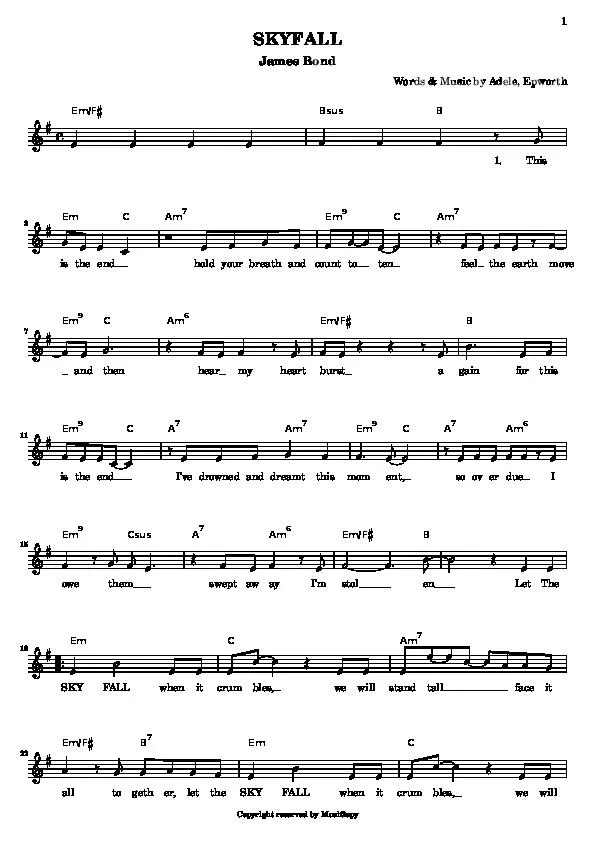 télécharger la partition d'accordéon Skyfall (James Bond) (Chant : Adele) (Relevé) au format PDF