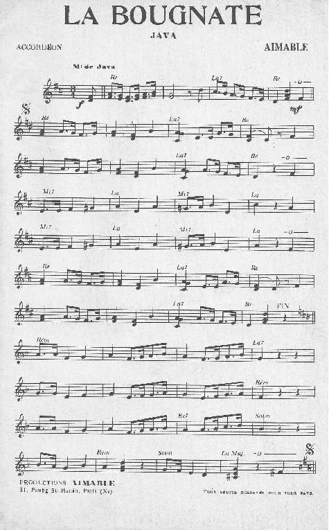 télécharger la partition d'accordéon La Bougnate (Orchestration Complète) (Java) au format PDF