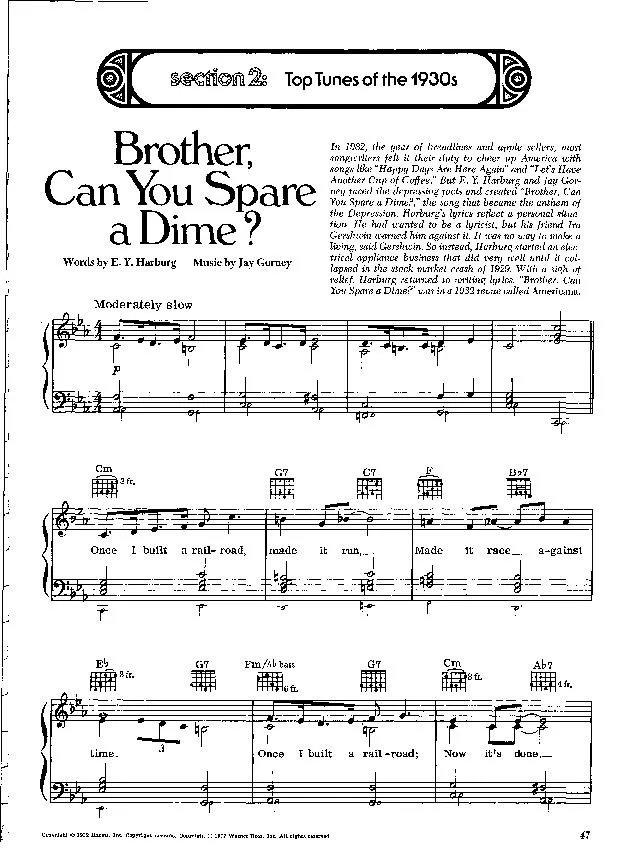 télécharger la partition d'accordéon Brother can you spare a dime au format PDF