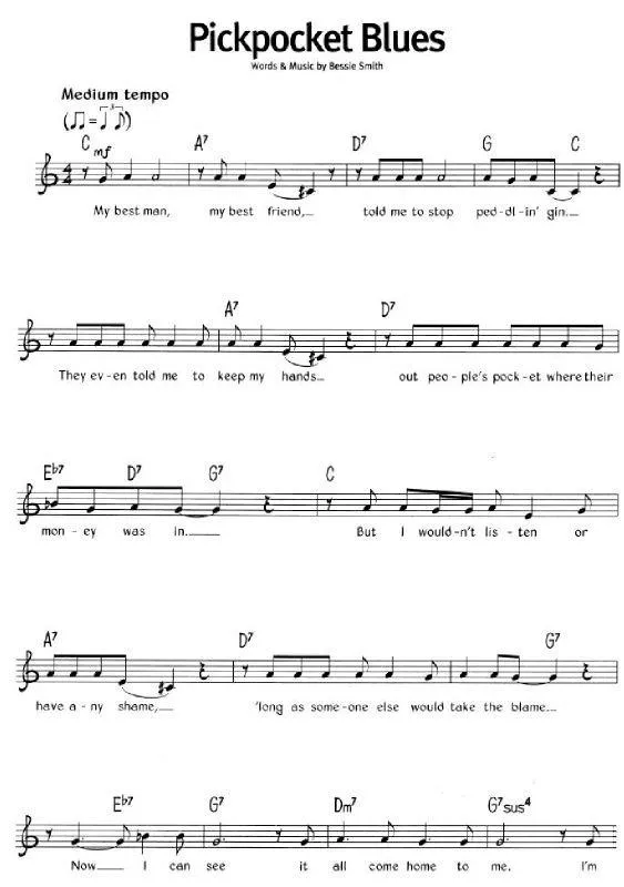 télécharger la partition d'accordéon Pickpocket Blues au format PDF