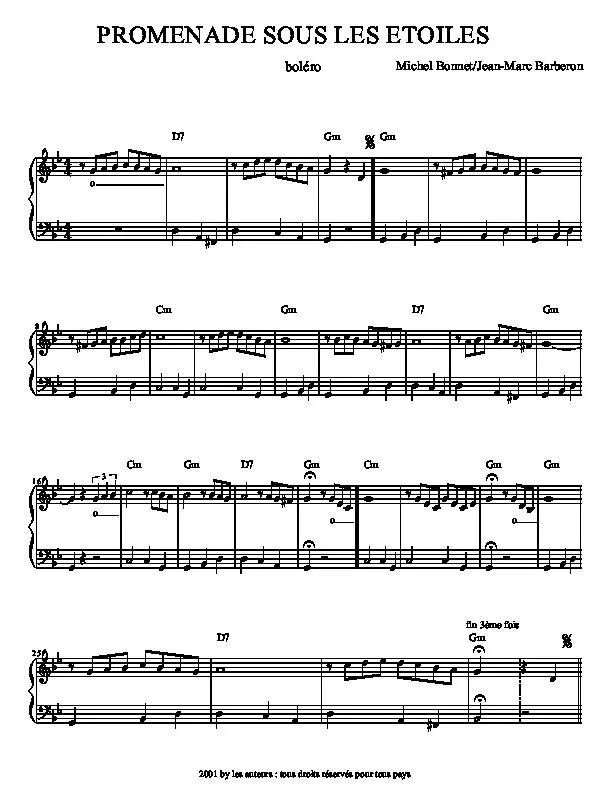 télécharger la partition d'accordéon Promenade sous les étoiles (Boléro) au format PDF