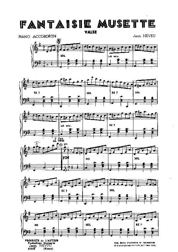 télécharger la partition d'accordéon Fantaisie musette (Valse) au format PDF