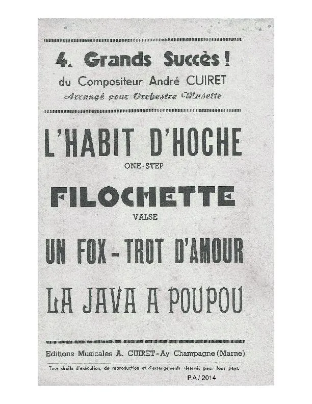 télécharger la partition d'accordéon Un Fox Trot d'amour + La java à Poupou au format PDF