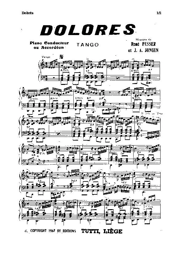télécharger la partition d'accordéon Dolorès (Tango) au format PDF