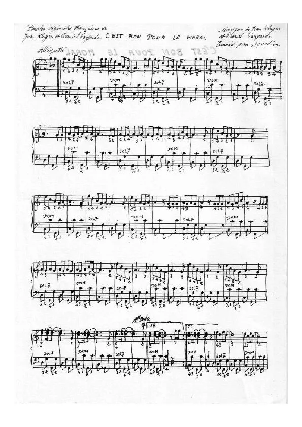 télécharger la partition d'accordéon C'est bon pour le moral (Chant : La Compagnie Créole) (Manuscrite) au format PDF