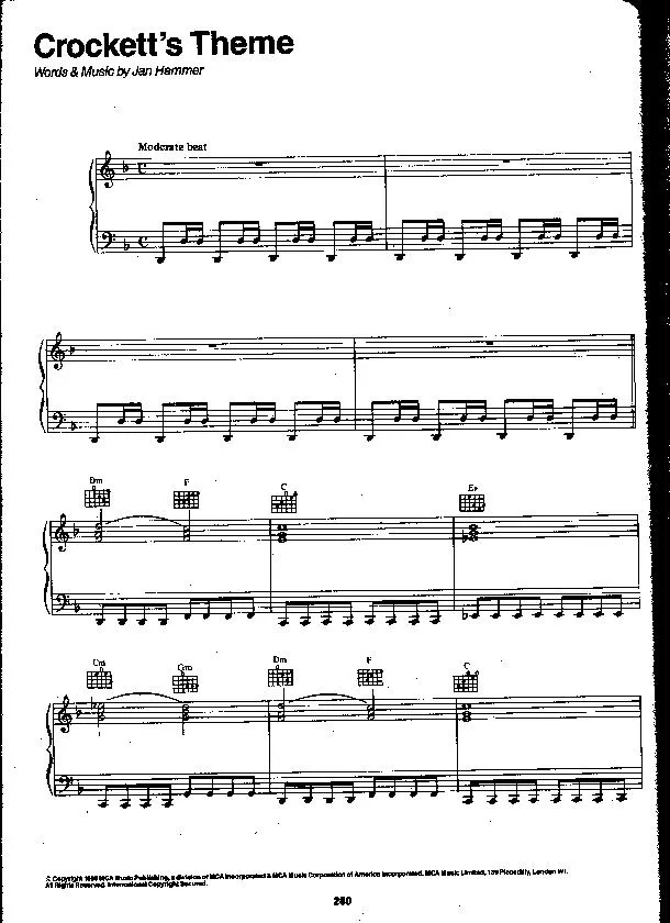 télécharger la partition d'accordéon Crockett's theme au format PDF