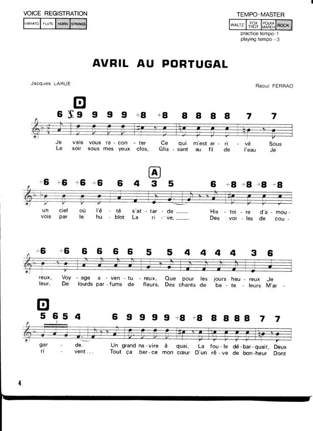 télécharger la partition d'accordéon Avril au Portugal (Coimbra) au format PDF