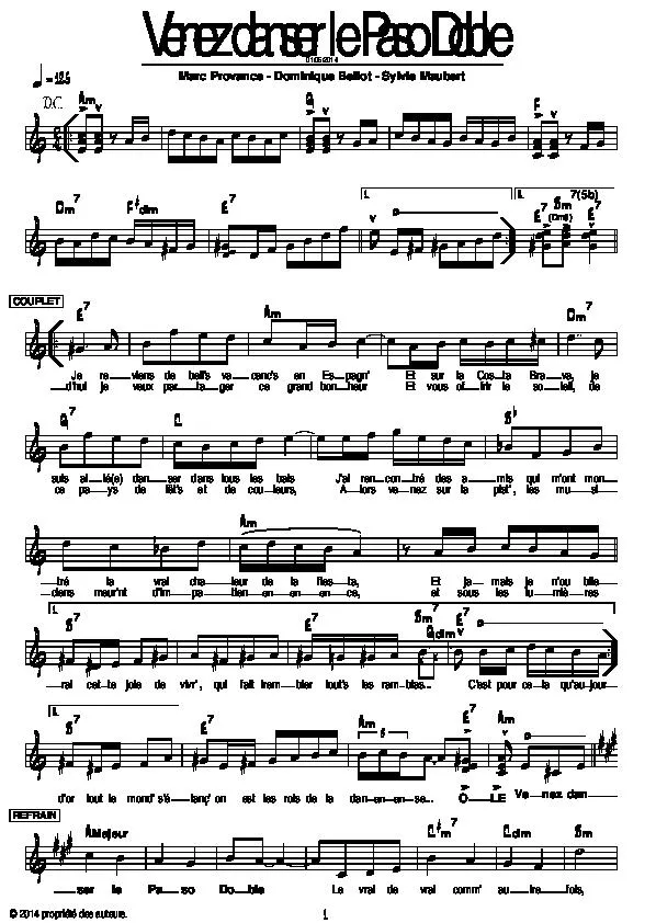 télécharger la partition d'accordéon Venez danser le paso doble au format PDF