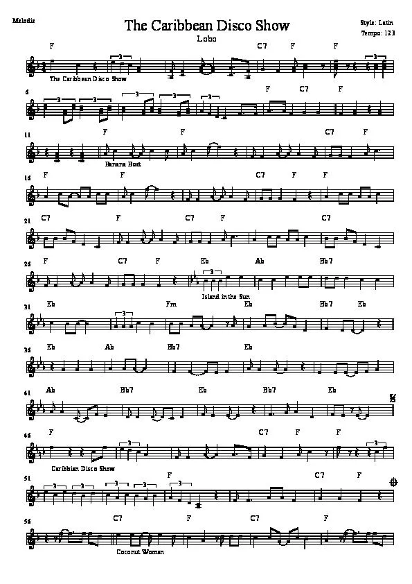 télécharger la partition d'accordéon The caribbean disco show (Latin) au format PDF