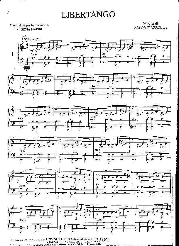 télécharger la partition d'accordéon Libertango (Arrangement Eugenia Marini) au format PDF