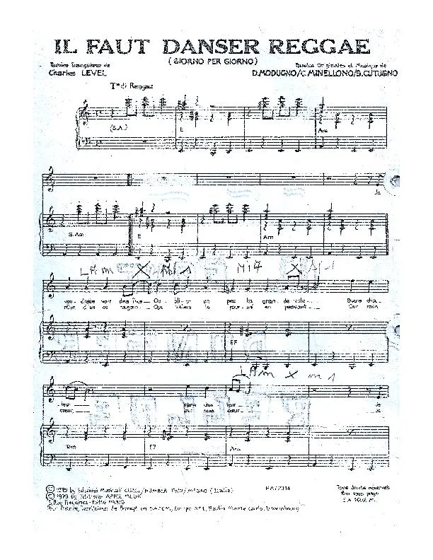télécharger la partition d'accordéon Il faut danser reggae (Giorno per Giorno) (Chant : Dalida) au format PDF