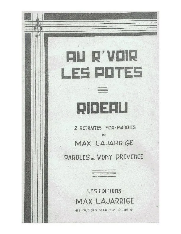 télécharger la partition d'accordéon Au r'voir les potes (Orchestration Complète) (Marche) au format PDF