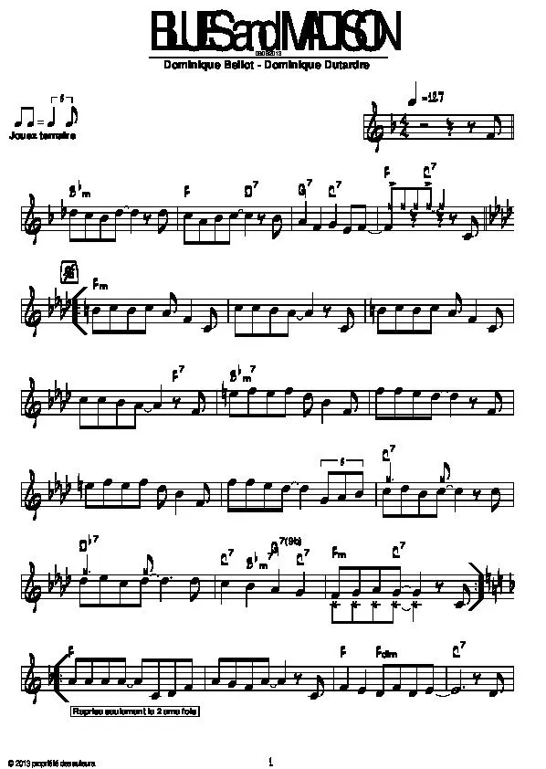 télécharger la partition d'accordéon Blues and Madison au format PDF