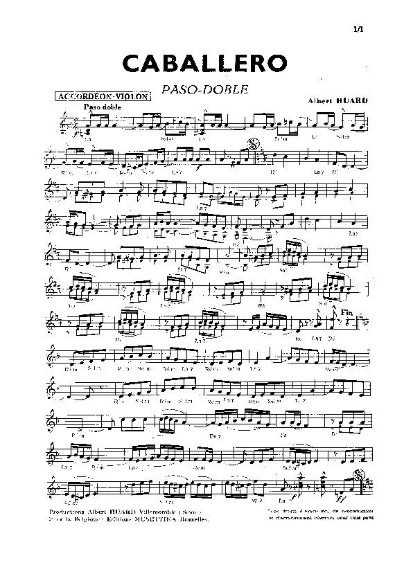 télécharger la partition d'accordéon Caballero (Paso Doble) au format PDF