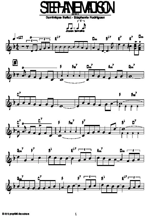 télécharger la partition d'accordéon Stéphanie Madison au format PDF