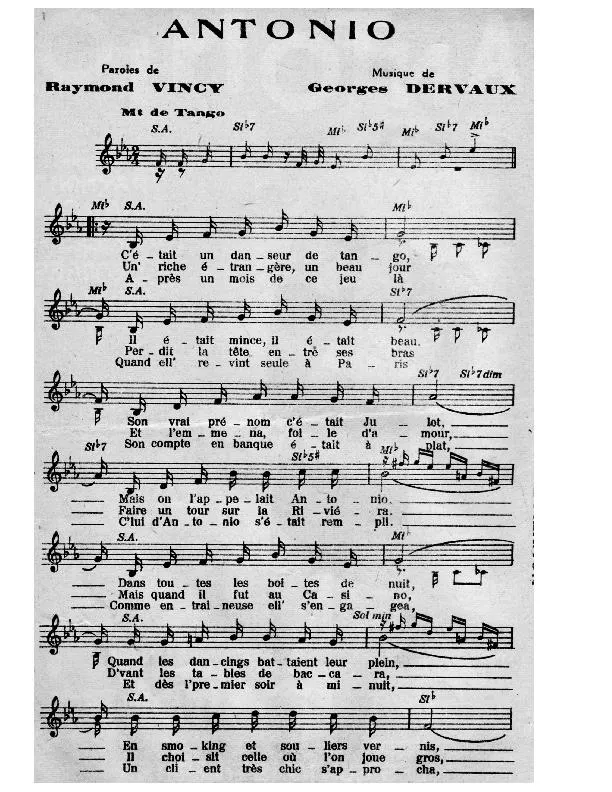 télécharger la partition d'accordéon Antonio (Chant : Andrex) (Tango Chanté) au format PDF