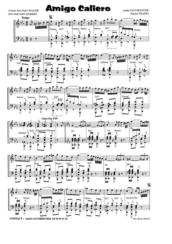 télécharger la partition d'accordéon Amigo Caliero (Tango) au format PDF