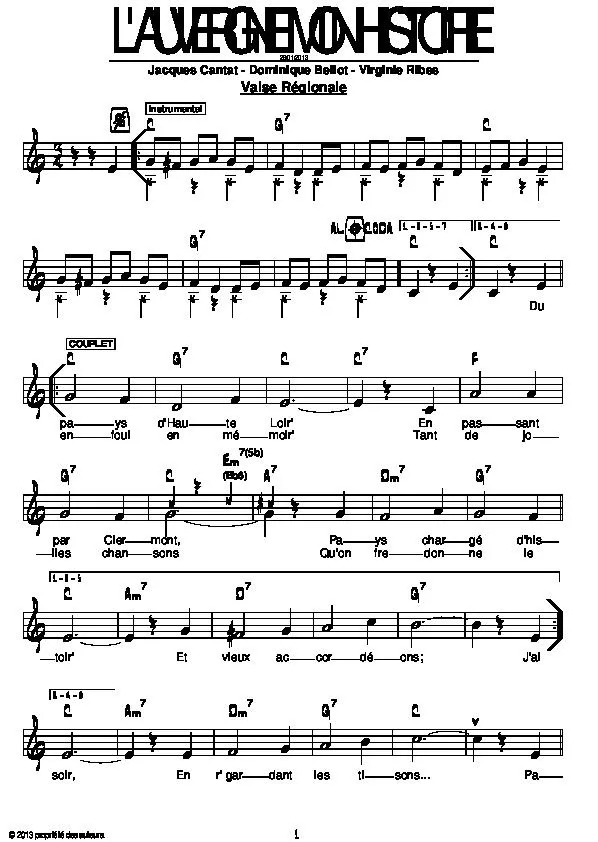 télécharger la partition d'accordéon L'Auvergne mon histoire (Valse Régionale) au format PDF