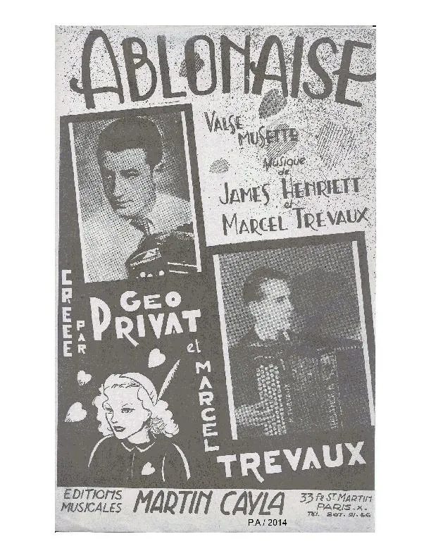 télécharger la partition d'accordéon Ablonaise (Valse Musette) au format PDF