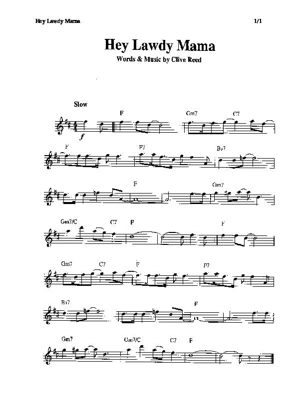 télécharger la partition d'accordéon Hey Lawdy Mama (Slow) au format PDF