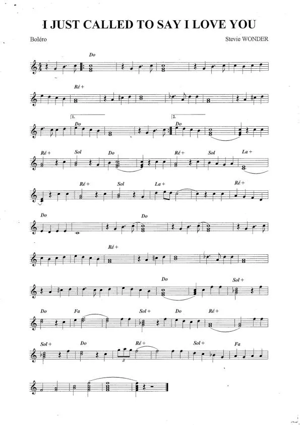 télécharger la partition d'accordéon I just called to say I love you (Relevé) au format PDF