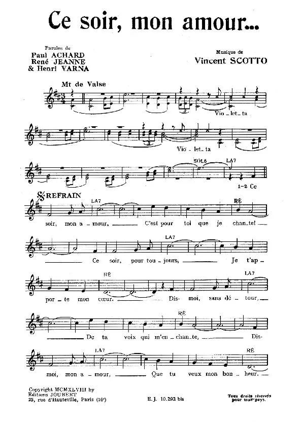 télécharger la partition d'accordéon Ce soir mon amour (Valse Chantée) au format PDF