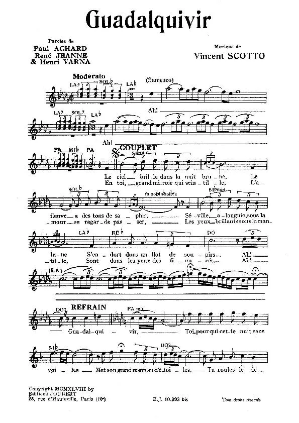 télécharger la partition d'accordéon Guadalquivir (Flamenco) au format PDF