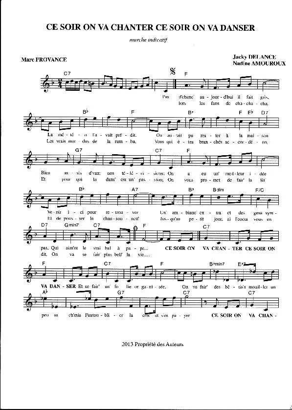 télécharger la partition d'accordéon Ce soir on va chanter ce soir soir on va danser (Marche) au format PDF