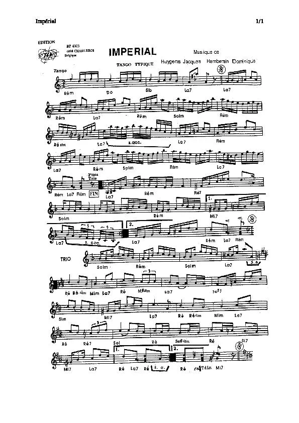 télécharger la partition d'accordéon Impérial (Tango) au format PDF