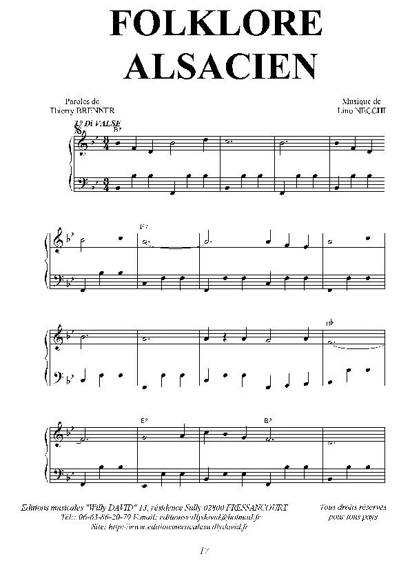 télécharger la partition d'accordéon Folklore Alsacien (Valse) au format PDF
