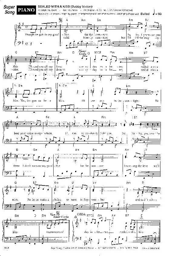 télécharger la partition d'accordéon Sealed with a kiss (Bobby Vinton) au format PDF