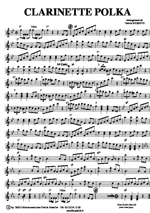 télécharger la partition d'accordéon Clarinette Polka au format PDF