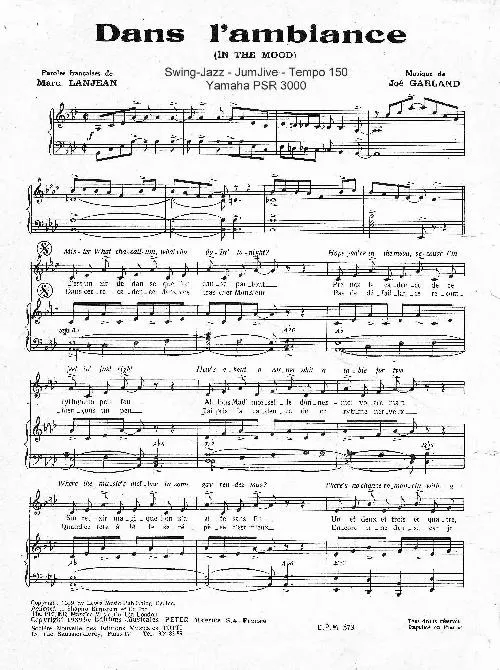 télécharger la partition d'accordéon Dans l'ambiance (In the mood) (Swing Jazz) au format PDF